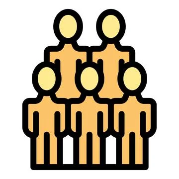 Five people standing together forming a cohesive group Stock Illustration