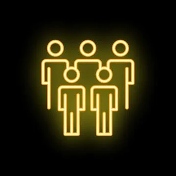 Five people team connected with lines neon light style icon Stock Illustration