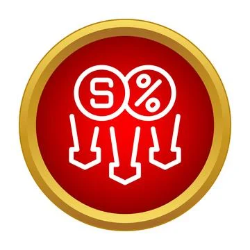 Five percent discount down arrows signifying reduction sale イラスト素材