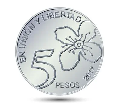 Five pesos. Argentina five peso coin. Vector illustration. Stock Illustration