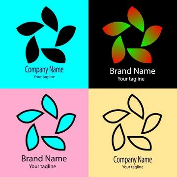 Five Petal Focus logo design Stock Illustration