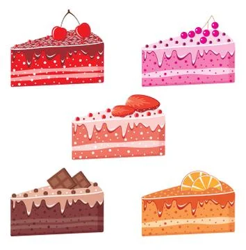 Five pieces of cake. Stock Illustration