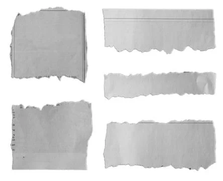 Five pieces of torn paper on plain background 库存照片