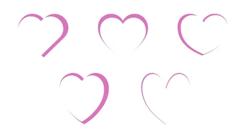 Five pink heart abstract shape animation video on white background Stock Footage 343698744