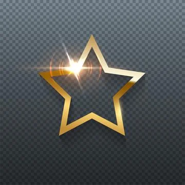 Five pointed star with golden frame and bright glitter light effect, award with 스톡 일러스트