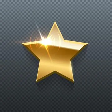 Five pointed star with golden frame and bright glitter light effect, award with Stock Illustration