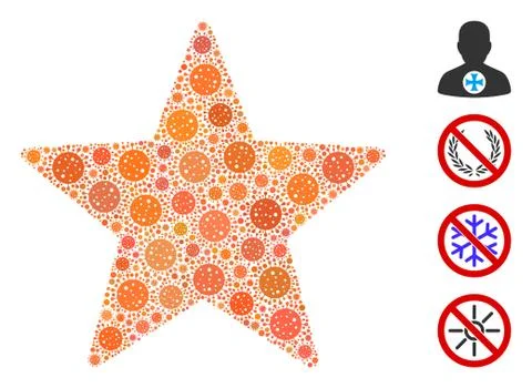 Five Pointed Star Mosaic of Covid Virus Elements Stockillustratie
