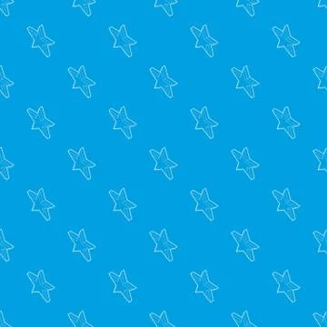 Five pointed star pattern vector seamless blue Stock Illustration