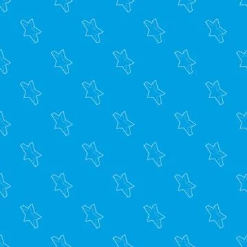 Five pointed star pattern vector seamless blue Illustrazione stock
