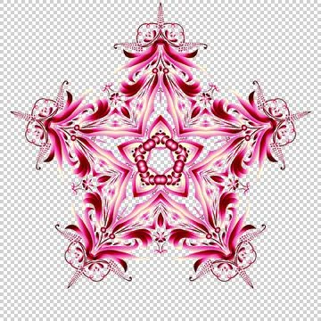 Five-pointed star. Reddish colors. A pattern with five beams. Illustration