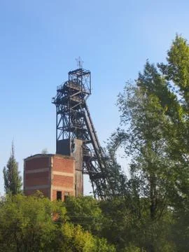 Five-pointed star at the top of the mine shaft Stock Photos