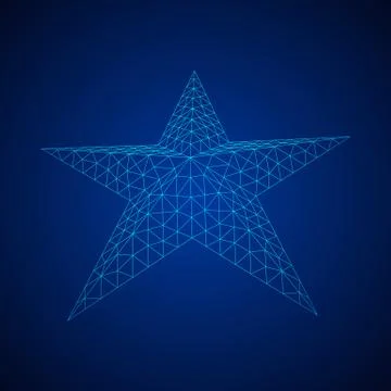 Five-pointed star wireframe Illustrazione stock