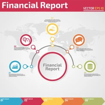 Five points financial report infographic Stock Illustration