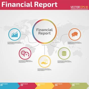 Five points financial report infographic Stock Illustration