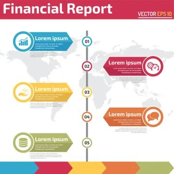Five points financial report infographic Stock Illustration