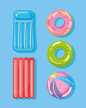Five pool floats icons Stock Illustration