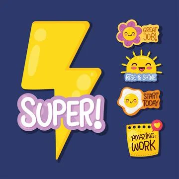 Five positive messages stickers 스톡 일러스트