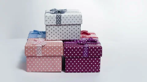 Five present boxes rotating loop Stock Footage 32356736