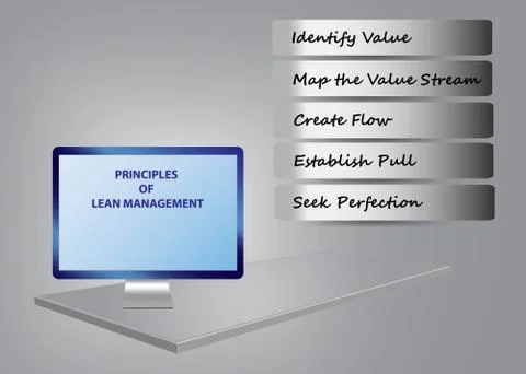 Five principles of Lean Management Infographic Stock Illustration