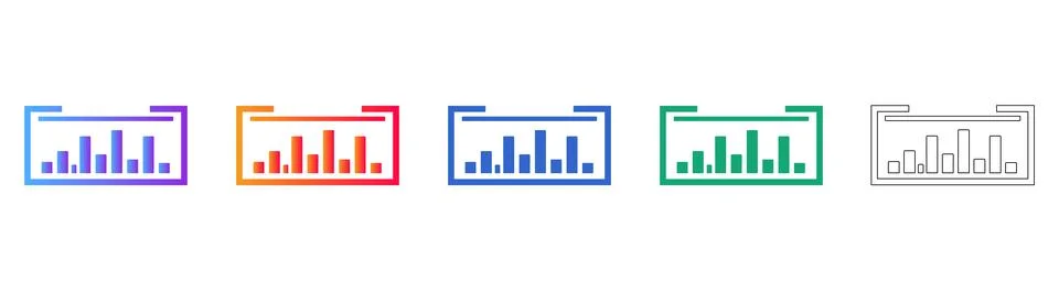 Five Professional Data Bar Chart Icons Stock Illustration
