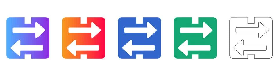 Five Professional Data Exchange Square Icons Illustrazione stock