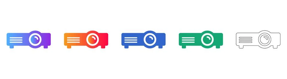 Five Professional Digital Projector Icons Set Stock Illustration