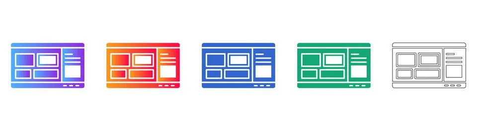 Five Professional Web Layout Interface Icons Stock Illustration