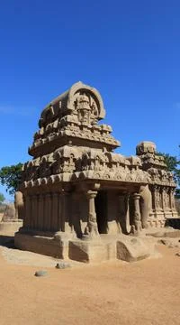 This is "five rathas" as they resemble the processional chariots of a temple. Stock Photos