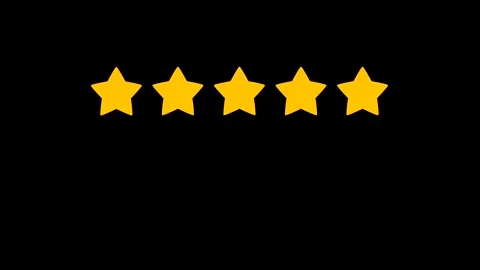 Five Rating Star. Animated five rating stars product on black background. Alpha Stock Footage 143796359
