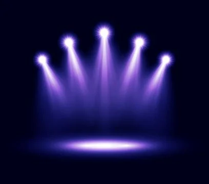 Five realistic vector spotlights lighting Stock Illustration