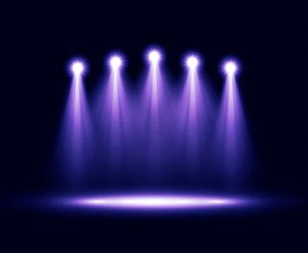 Five realistic vector spotlights lighting Stock Illustration