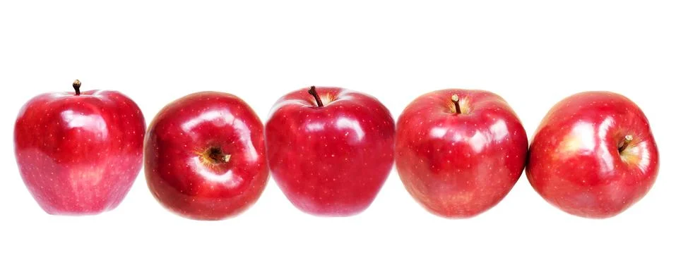 Five red apples on a white background. Isolate Stock Illustration