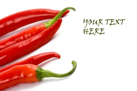 Five red chilly peppers Stock Photos