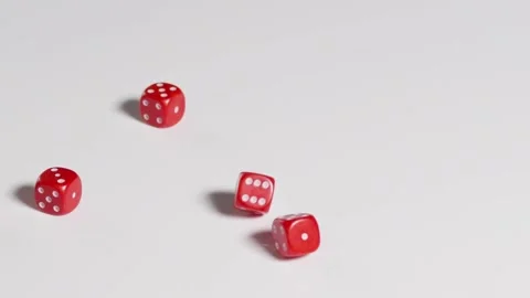 Five red dices rolling in slow motion Stock Footage 161955247