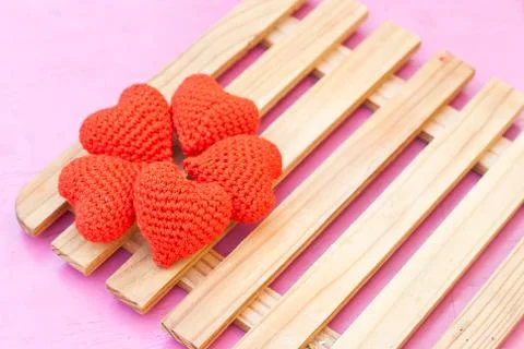 Five red hearts Stock Photos