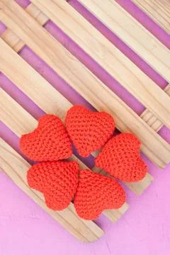 Five red hearts Stock Photos