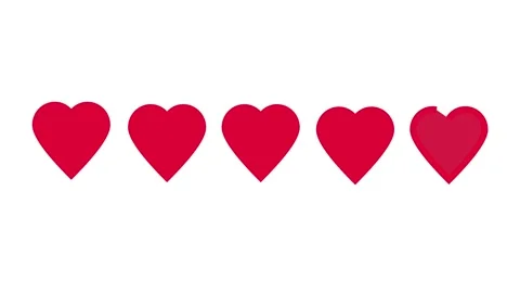 Five Red Hearts Rating Stock Footage 287415395