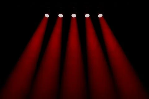Five red symmetrical spotlights Stock Illustration