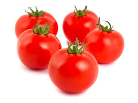 Five ripe red tomatoes Stock Photos