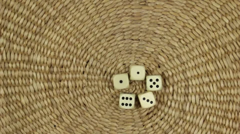 Five rolling dice on a basket ground Stock Footage 24865650