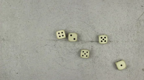 Five rolling dice on metall ground Stock Footage 24828820