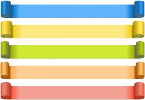 Five rolls of colored papers 库存插图