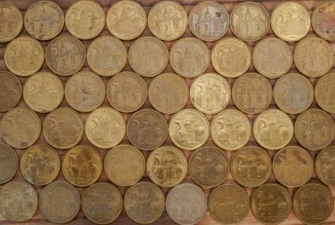 Five RSD dinars are sorted in the correct format Stock Photos
