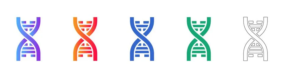 Five Scientific DNA Helix Structure Icons Illustrazione stock