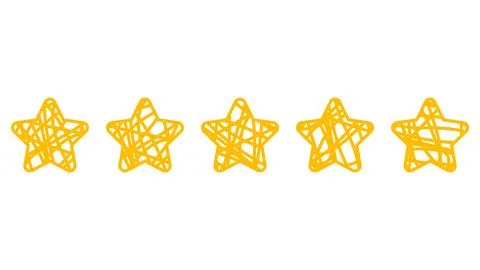 Five Scribble Stars Rating Yellow White Background Illustration Stock Illustration