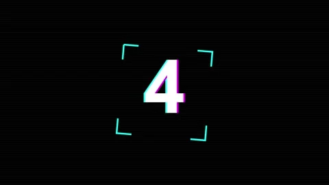 Five second digital countdown with glitch distortion effects Stock Footage 343867026