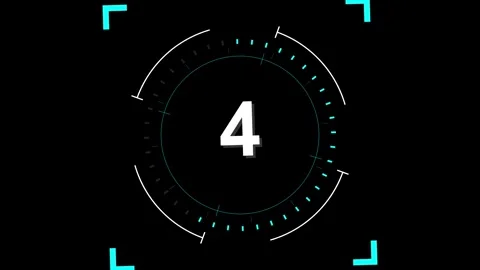 Five second digital countdown timer on black background Video stock 343867010