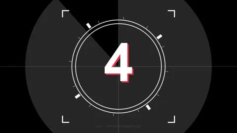 Five second digital countdown timer on black background Stock Footage 343867019