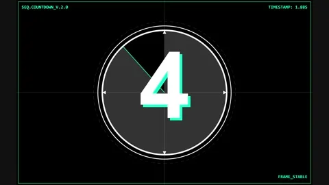 Five Second Digital Countdown Timer on Black Background Stock Footage 343867090