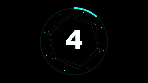 Five second glowing neon numerical countdown on black background Stock Footage 343867008
